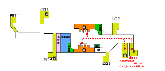 西１８丁目駅の構内図
